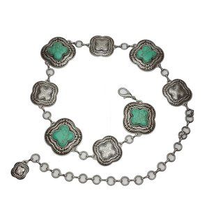Western Vintage Concho Chain Belt w.  Stones
